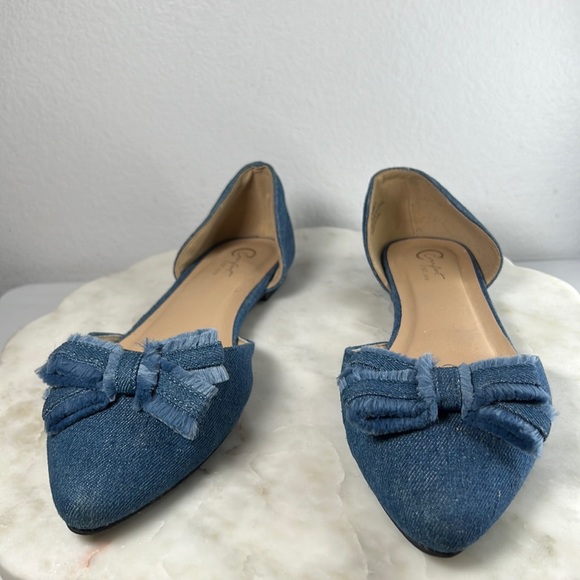 Women’s Comfort by Predictions denim flats with bow fringed accent, size 8 M - Picture 2 of 12